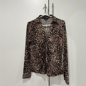 Leopard Print Long Sleeve Blouse